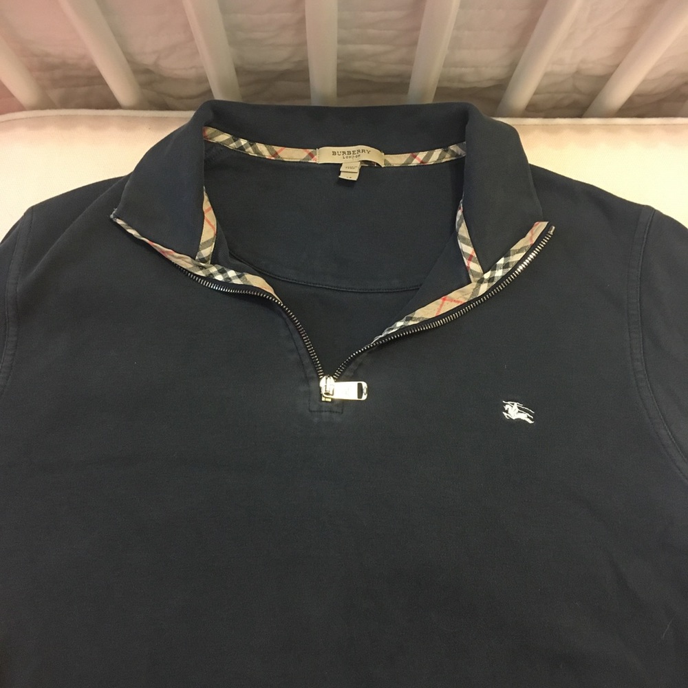 Navy Burberry Cotton Pullover
